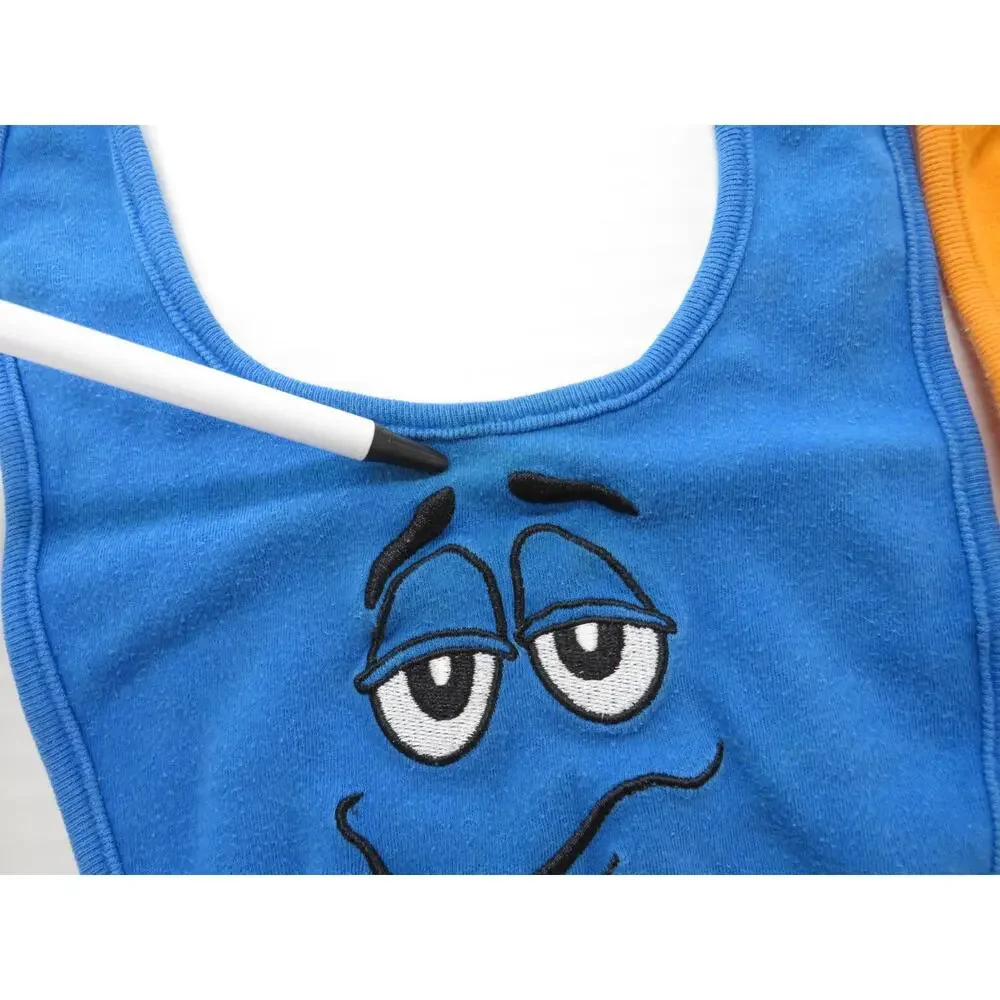Set of 2 M&M Baby Bibs 100% Cotton Blue Orange Novelty Collectible Chocolate